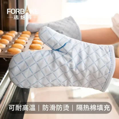 Oven Mitts Blue Quilted Heat Resistant Non Slip