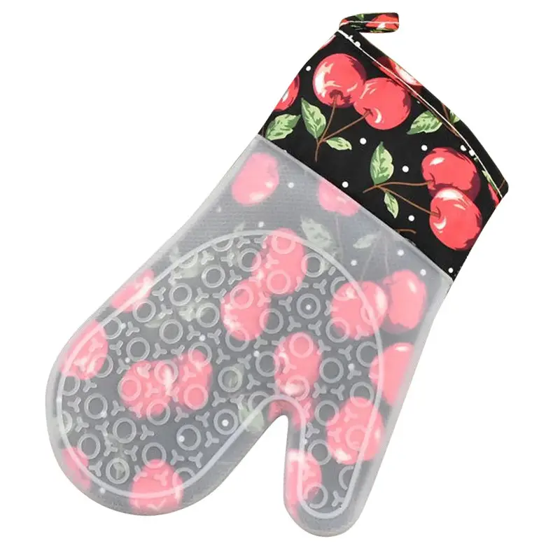 Oven Gloves Floral Design Heat Resistant Silicone - Image 2