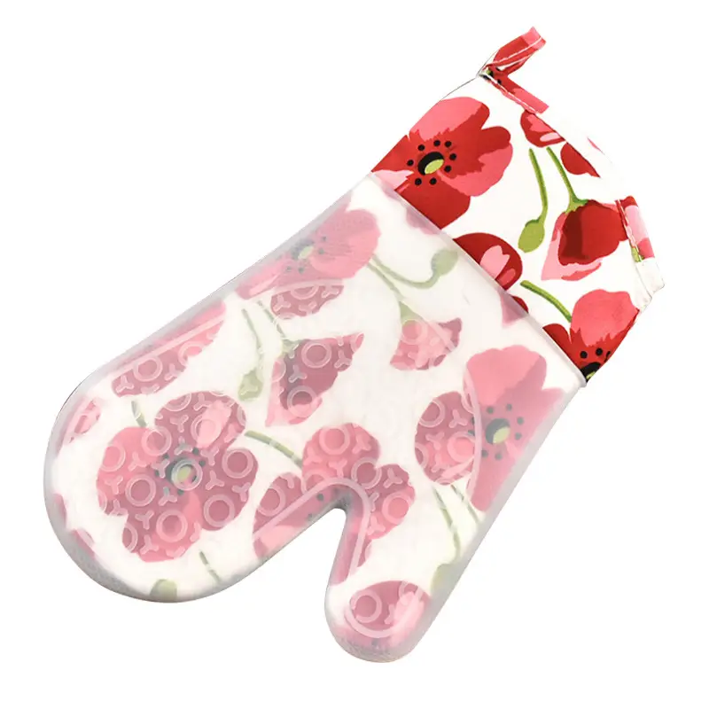 Oven Gloves Floral Design Heat Resistant Silicone - Image 4