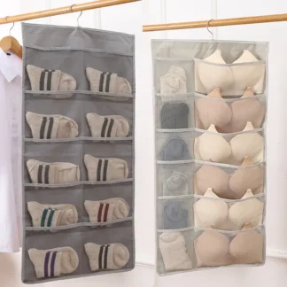 Grey Mesh Bra Storage Bag Foldable Space-Saving