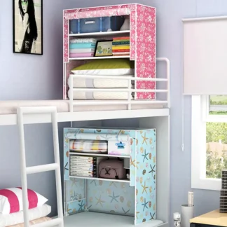 Bed Storage Rack Pink Blue Floral Pattern
