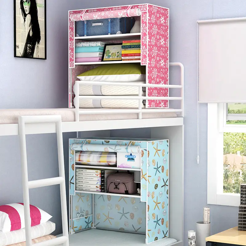 Bed Storage Rack Pink Blue Floral Pattern