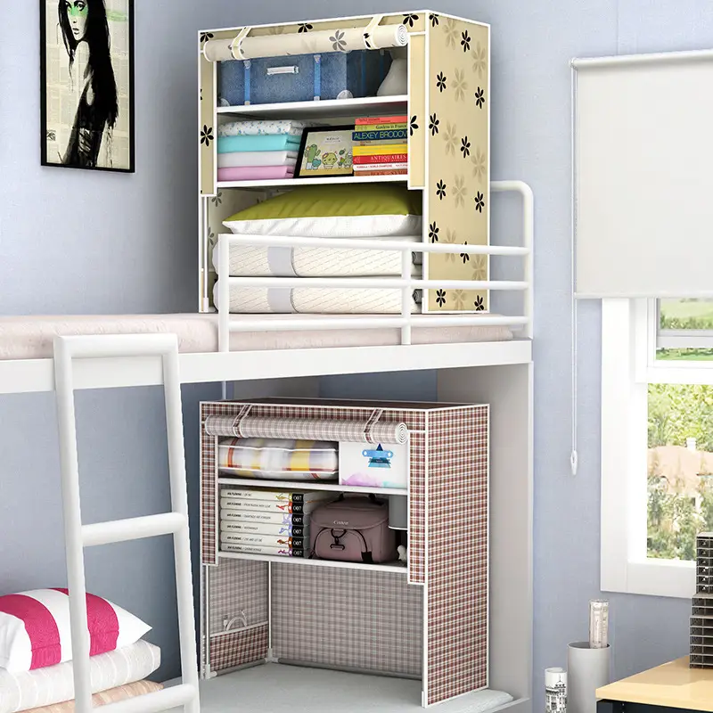 Bed Storage Rack Pink Blue Floral Pattern - Image 2