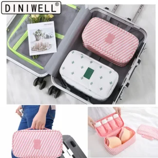 Pink Striped Travel Organizer for Bras & Cosmetics