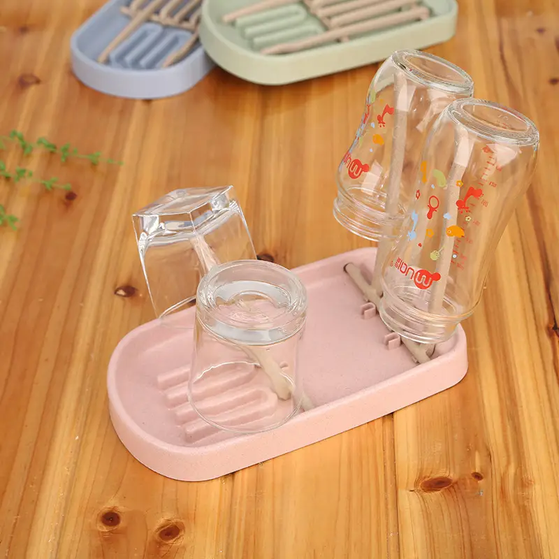 Wheat Straw Bottle Drain Rack Modern Minimalist Design - Image 2