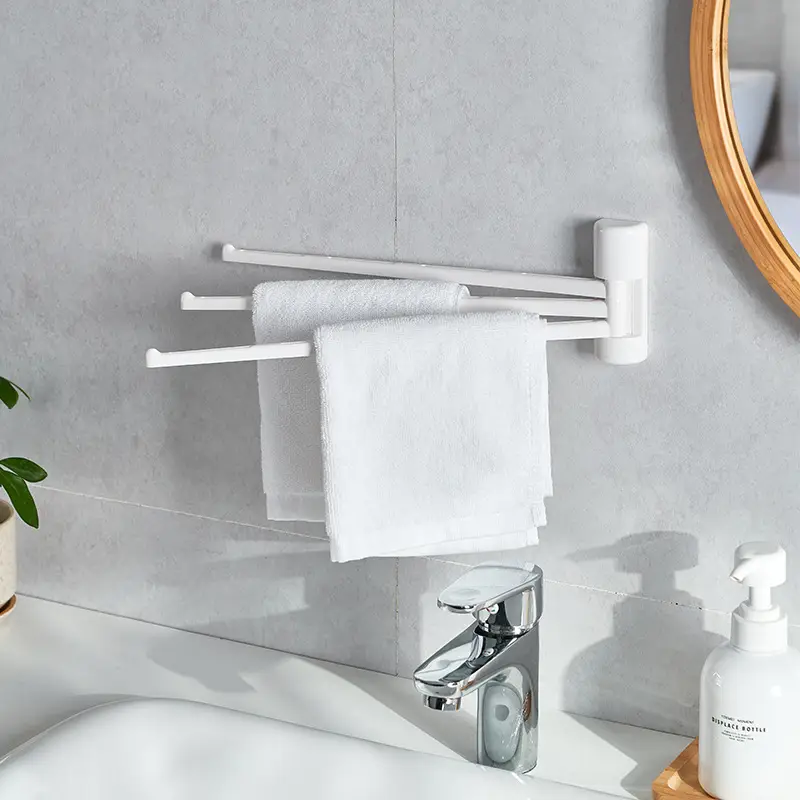 Modern White Bathroom Towel Rack with 4 Bars