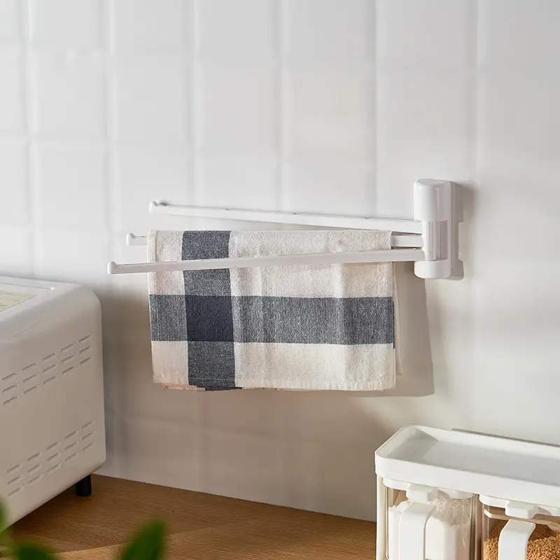 Modern White Bathroom Towel Rack with 4 Bars - Image 2