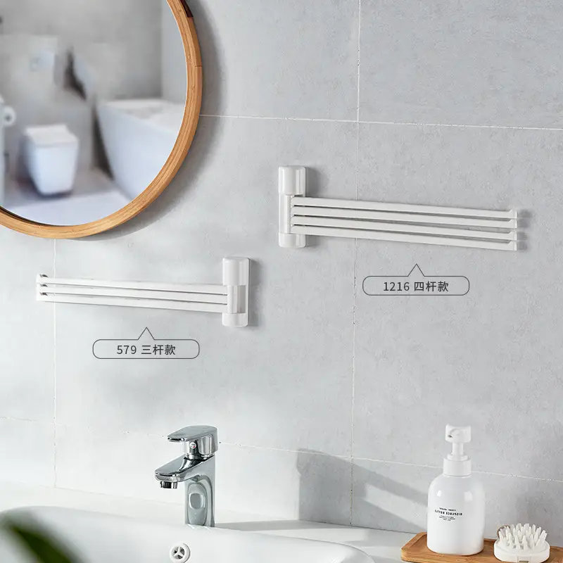 Modern White Bathroom Towel Rack with 4 Bars - Image 4
