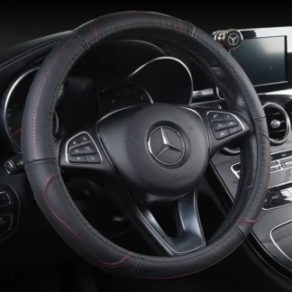 Premium Leather Steering Wheel Cover Black Red Pakistan