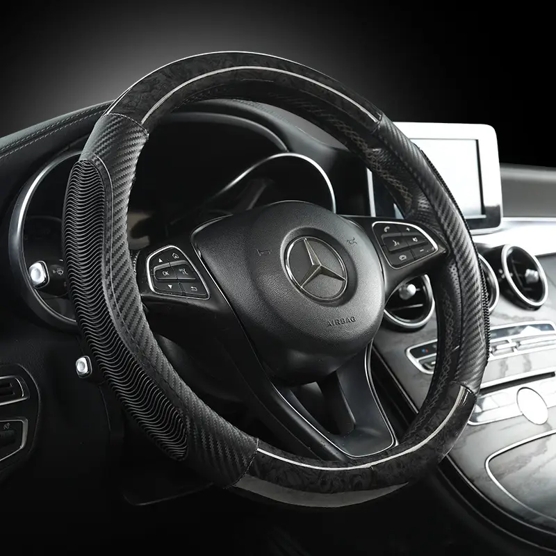 Wood Grain Steering Wheel Cover Breathable Non-Slip Durable - Image 3