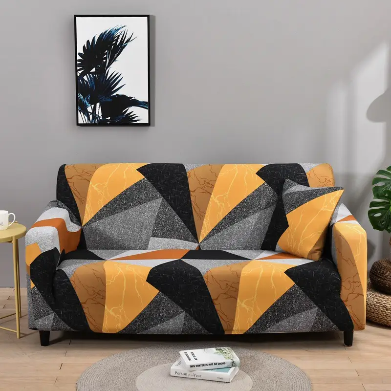Elastic Geometric Sofa Cover Black Gray Modern - Image 2