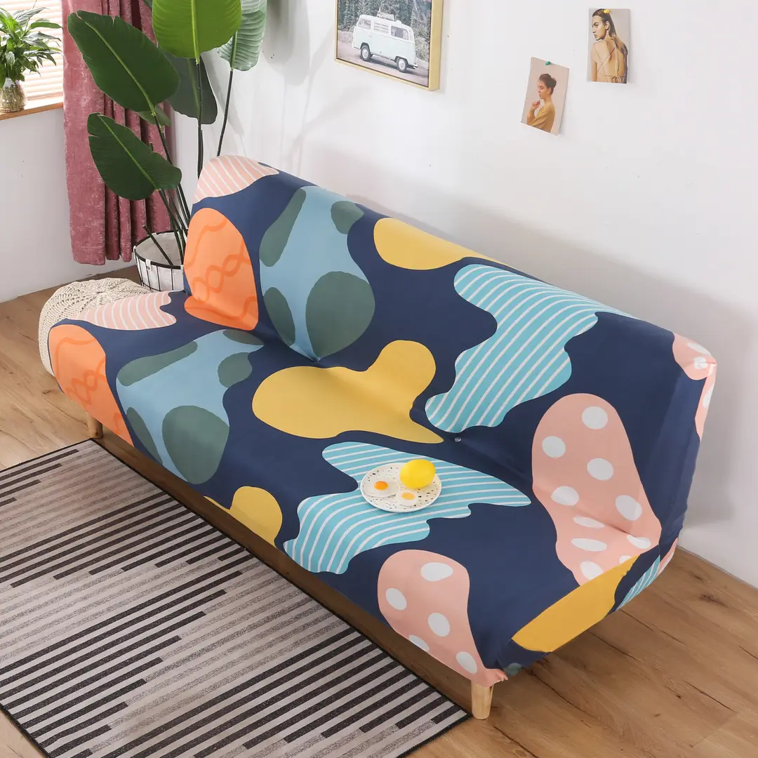 Stylish Sofa Cover Navy Yellow Coral Modern Design