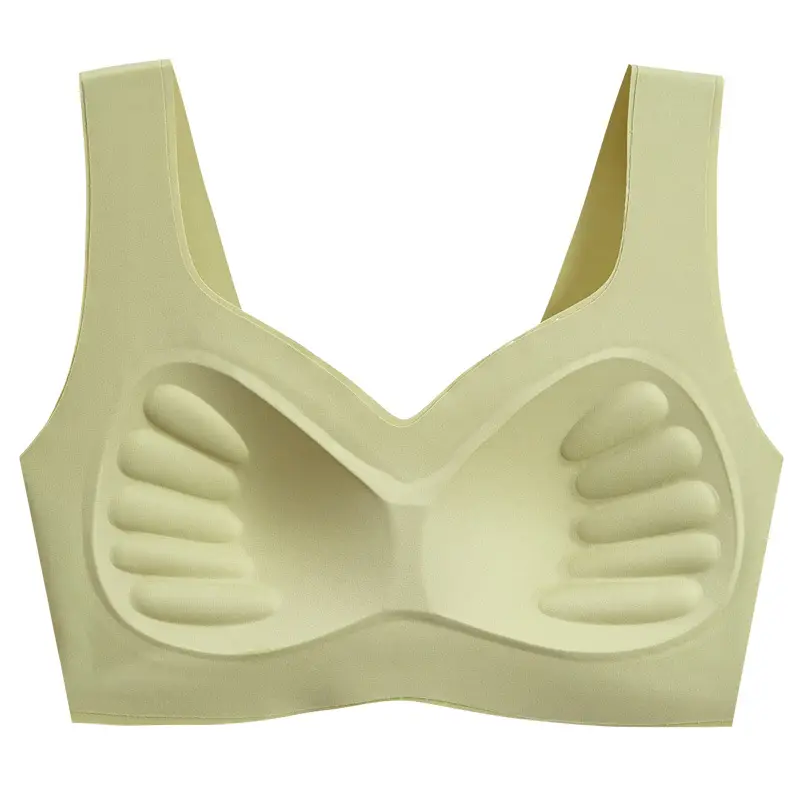 Seamless Fixed Cup Sports Bra Black White No Steel Ring - Image 5