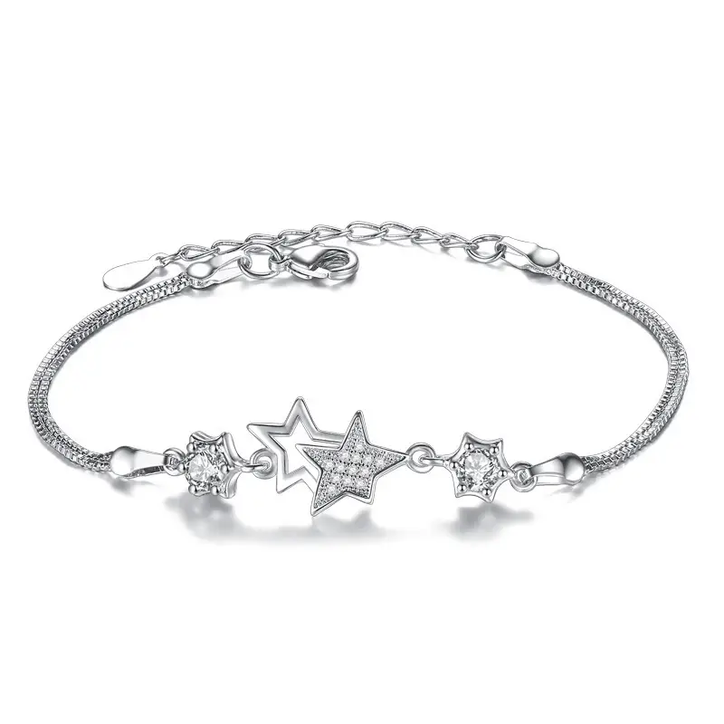 Five Point Star Bracelet Silver Plated Crystal Zirconium - Image 5