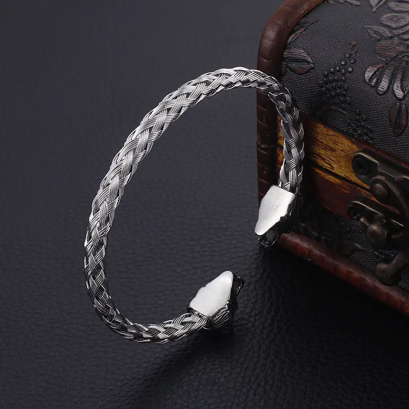 Wolf Head Bracelet Stainless Steel Golden Silver - Image 4