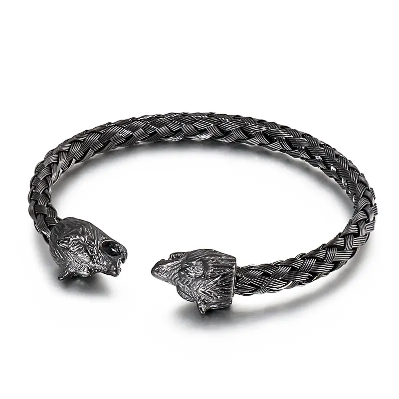 Wolf Head Bracelet Stainless Steel Golden Silver - Image 5