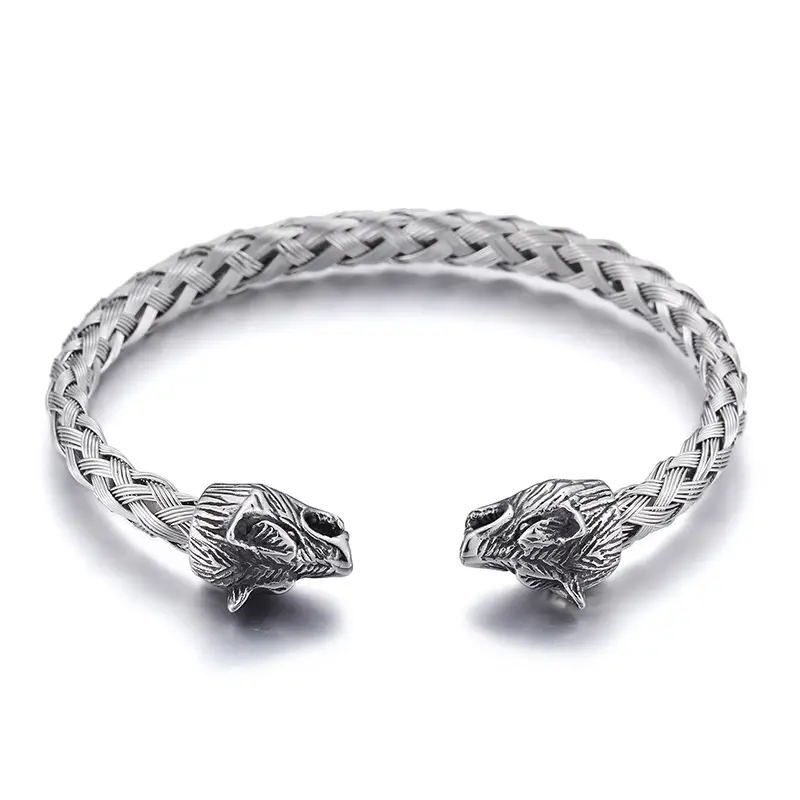 Wolf Head Bracelet Stainless Steel Golden Silver - Image 7