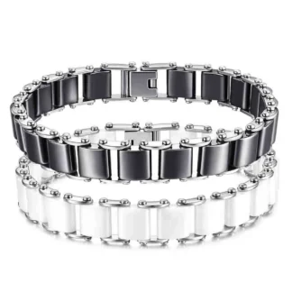 Stainless Steel Ceramic Bracelet Black White Lightweight Durable