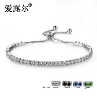 Adjustable Crystal Bracelet for Women White Black Blue Green