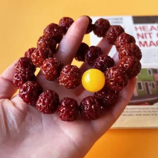 Rudraksha Bracelet Red Toad Back Yellow Center