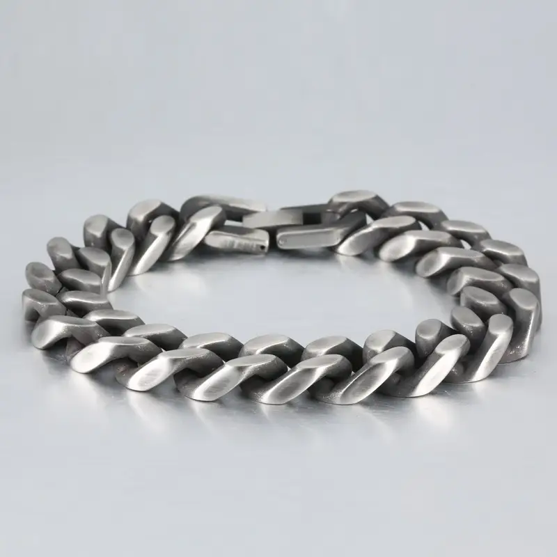 Titanium Steel Bracelets Retro Four-Sided Grinding - Image 2