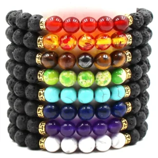 Lava Stone Bracelets with Tiger Eye Gems for Daily Wear