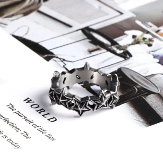 Stainless Steel Five Point Star Ring for Women