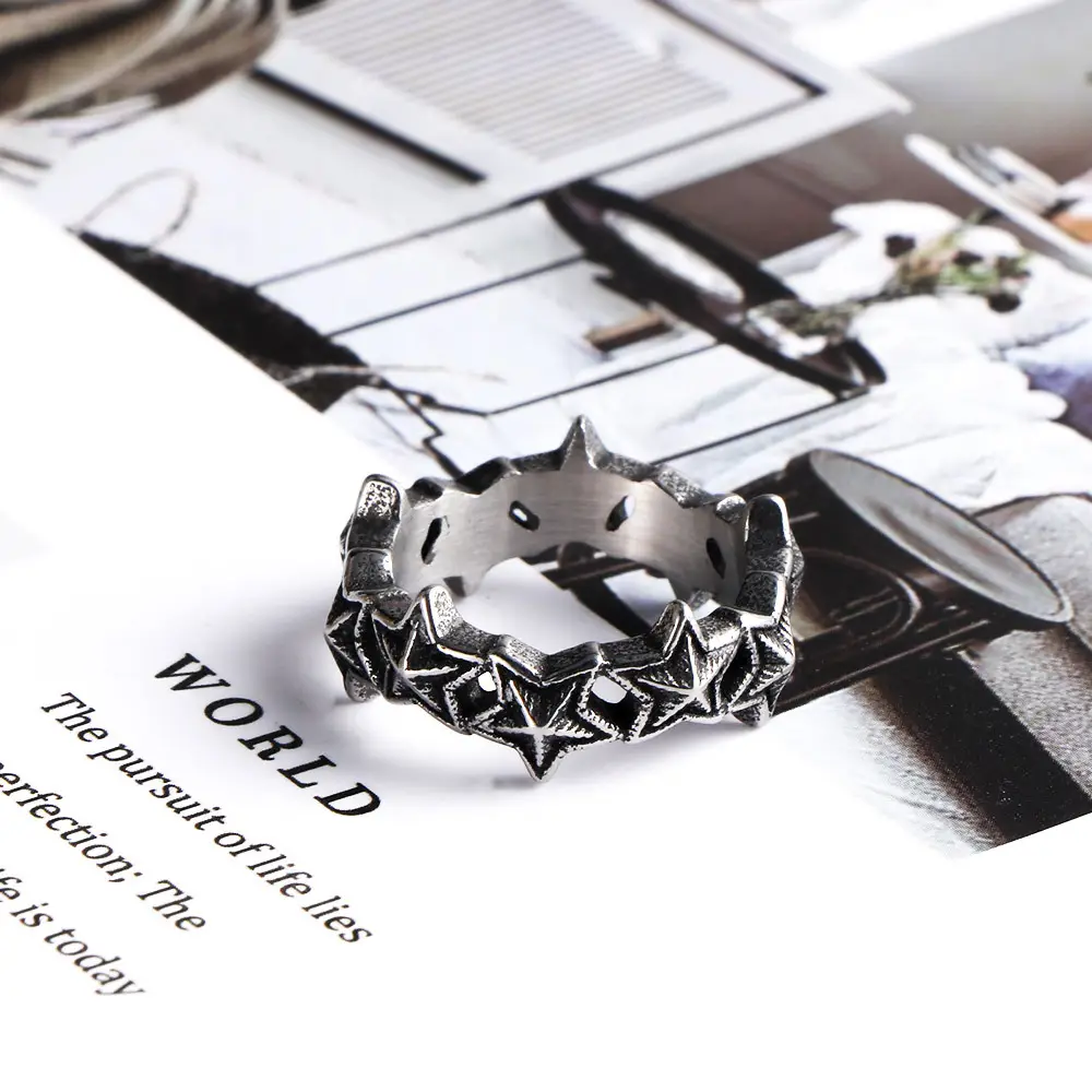 Stainless Steel Five Point Star Ring for Women