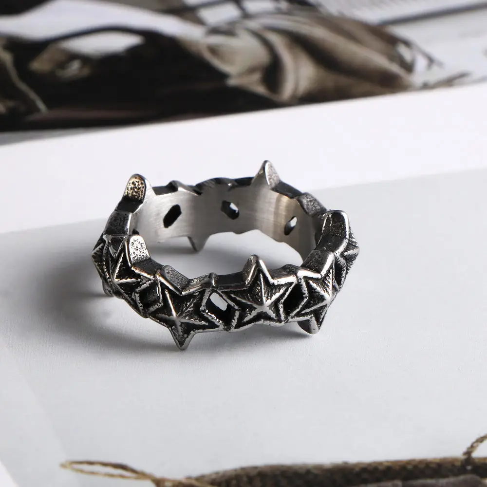 Stainless Steel Five Point Star Ring for Women - Image 2