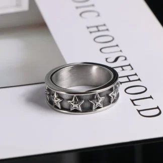 Stylish Star Ring Titanium Steel for Men Women