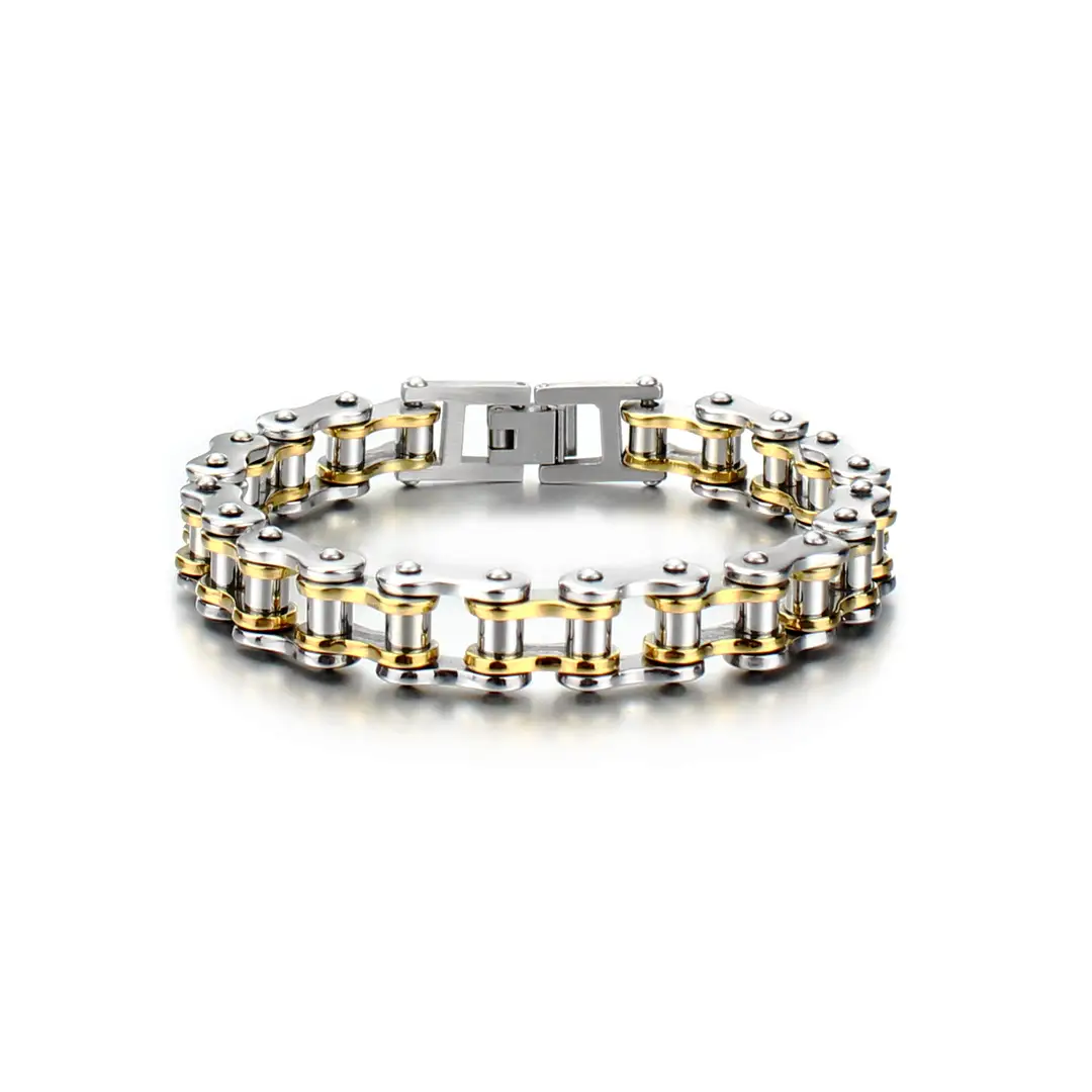 Gold Motorcycle Chain Bracelet for Men - Image 3