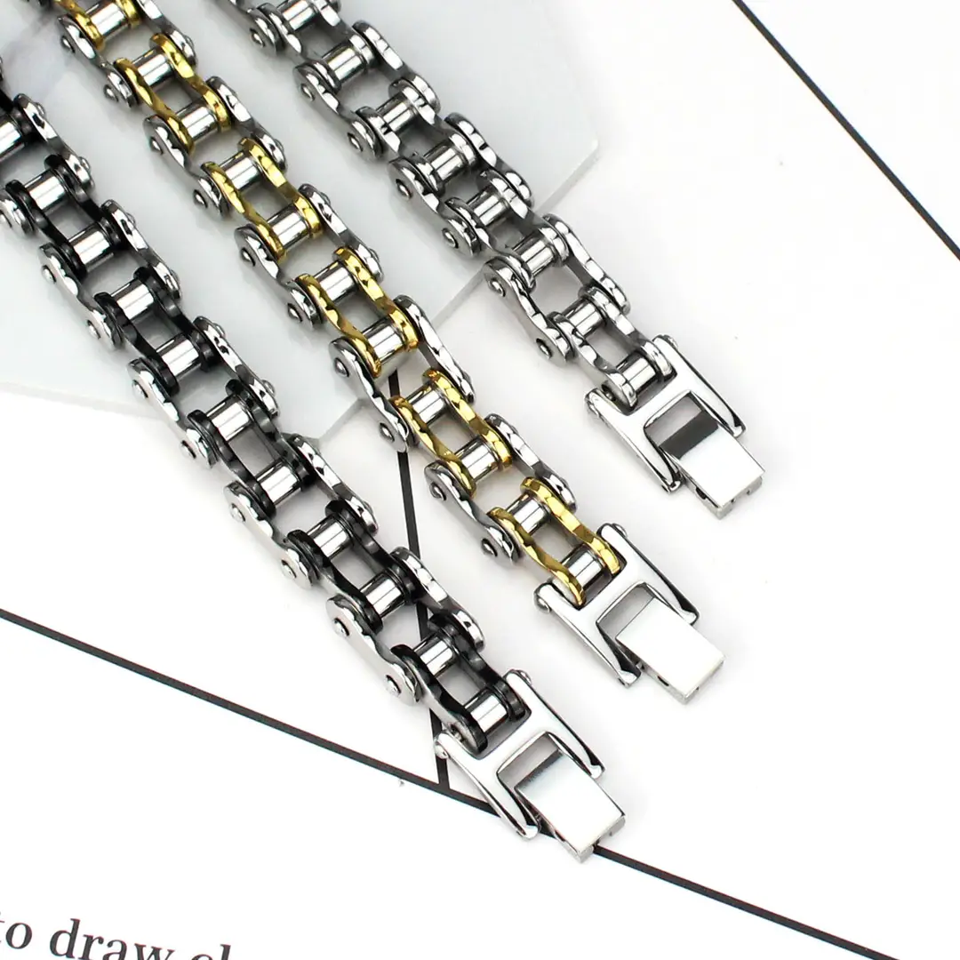 Gold Motorcycle Chain Bracelet for Men - Image 5