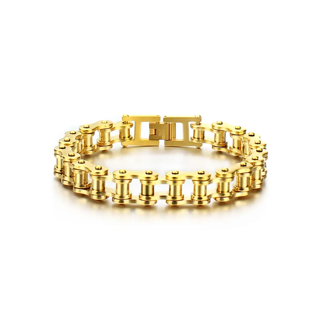 Gold Motorcycle Chain Bracelet for Men - Image 6