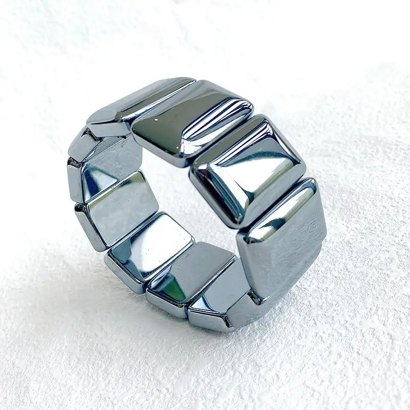 Modern Geometric Silver Bracelet for Men Women - Image 2