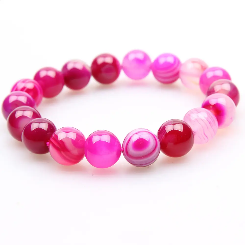 Rose Red Agate Bracelet Beads Set for Women - Image 2