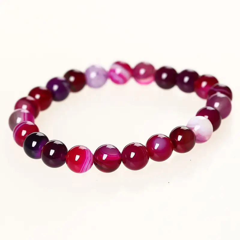 Rose Red Agate Bracelet Beads Set for Women - Image 3