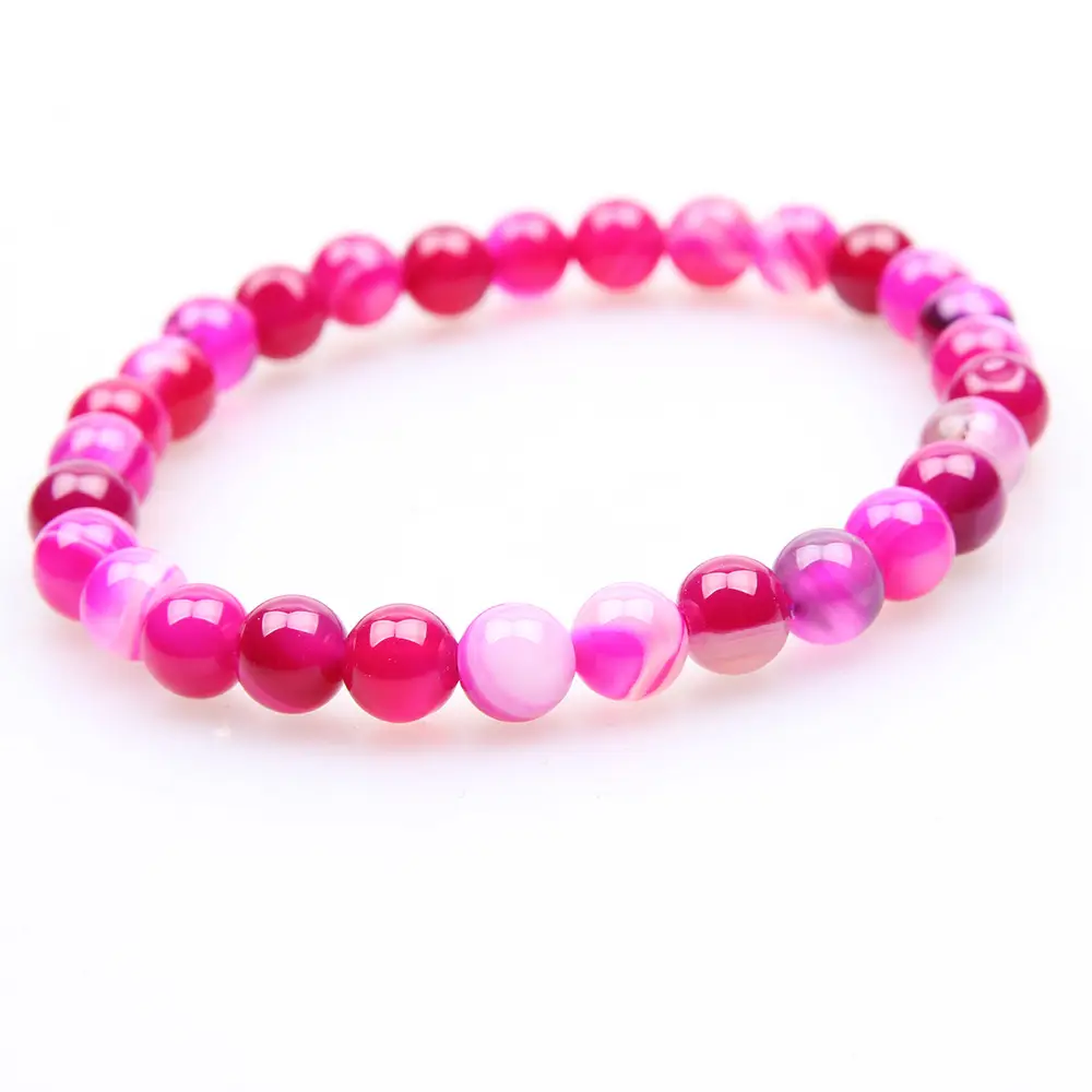 Rose Red Agate Bracelet Beads Set for Women - Image 5