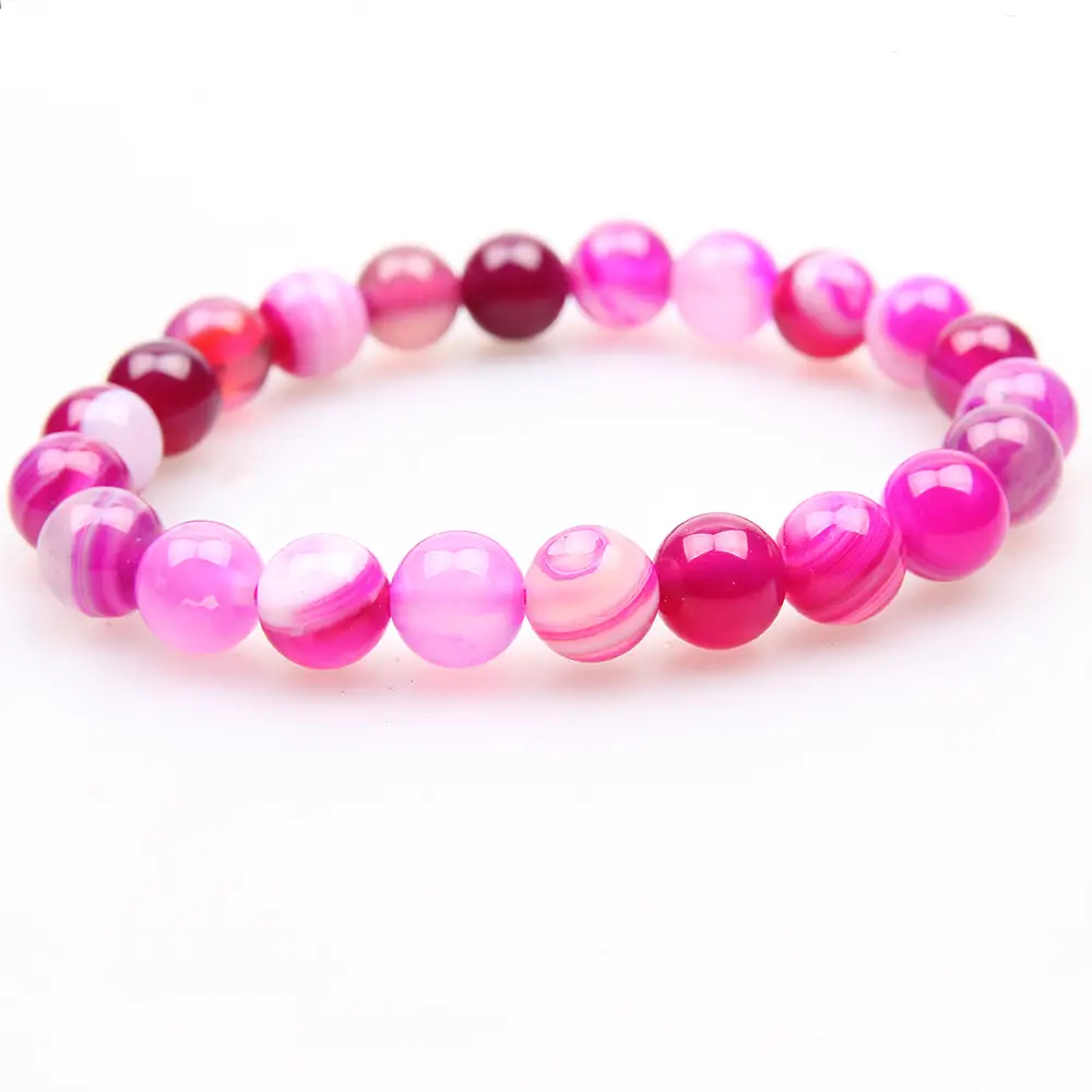 Rose Red Agate Bracelet Beads Set for Women - Image 6