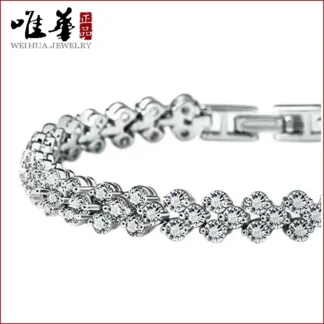 Silver Plated Zircon Floral Bracelet for Women