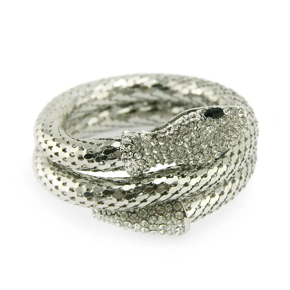 Multi Layered Snake Bracelet Gold Plated Diamond Embellished - Image 7