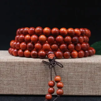 Blood Dragon Wood Prayer Mala Red Beads