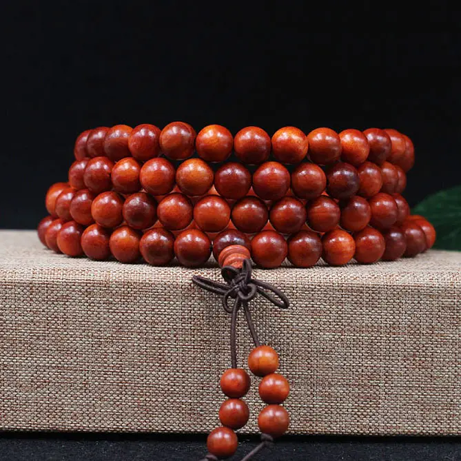 Blood Dragon Wood Prayer Mala Red Beads