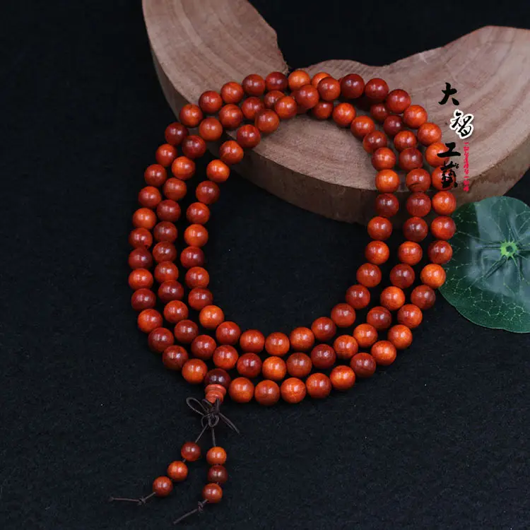 Blood Dragon Wood Prayer Mala Red Beads - Image 2