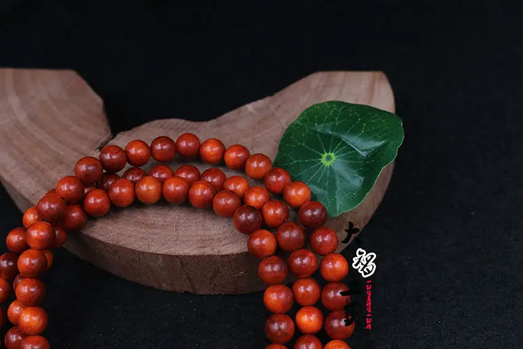 Blood Dragon Wood Prayer Mala Red Beads - Image 5