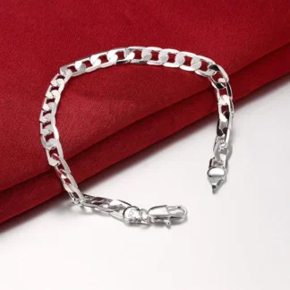 Silver Plated Flat Chain Bracelet for Women