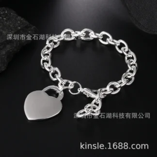 Silver Plated Heart Pendant Bracelet for Women