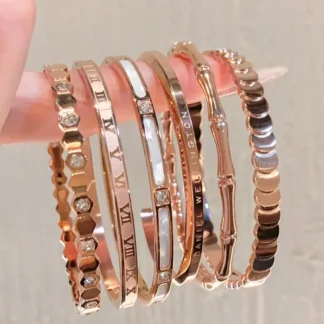 Rose Gold Zircon Bracelets Set of 5