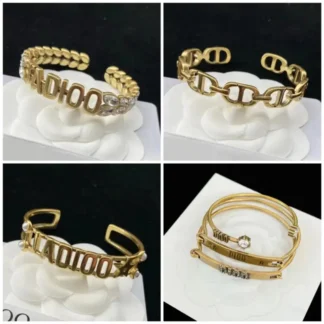 Gold Brass Open Bracelet with Sparkling Accents