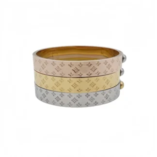 Triple Layered Bracelet Silver Rose Gold Yellow Gold Floral Pattern