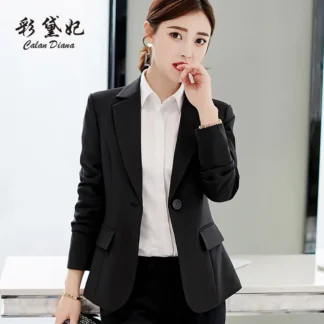 Women Slim Fit Suit Jacket Black Large Spring Casual